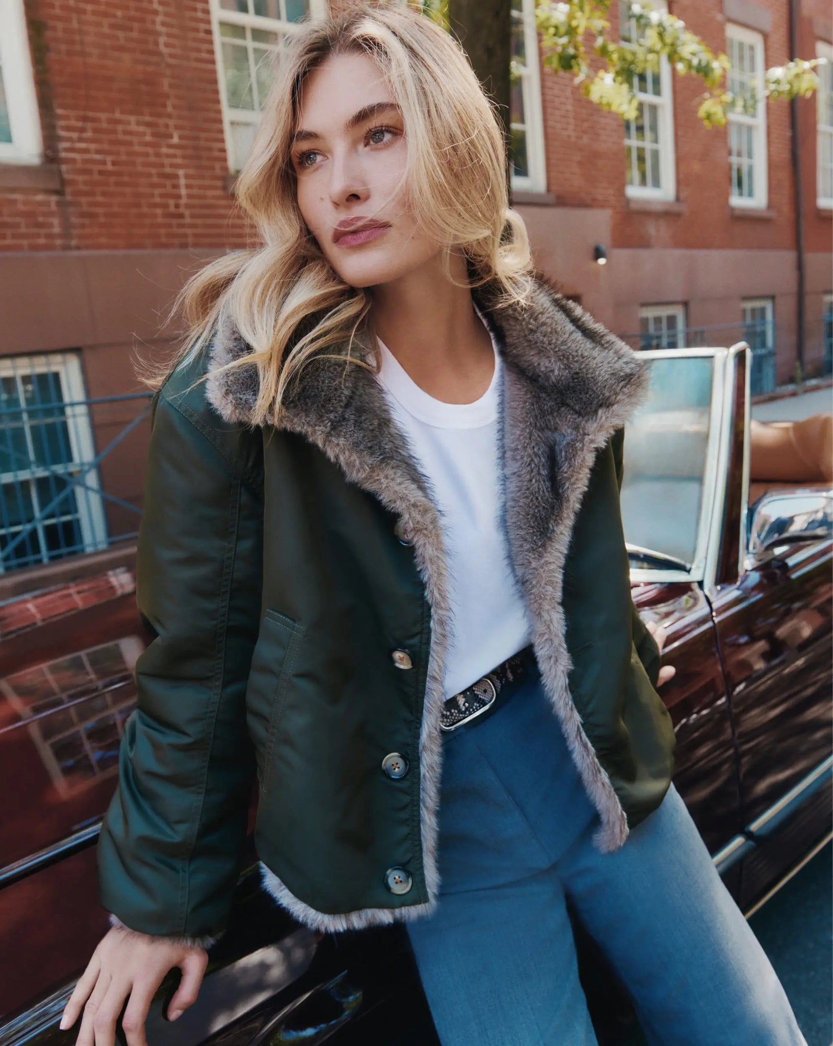 Varell Faux Fur Reversible Jacket in Loden