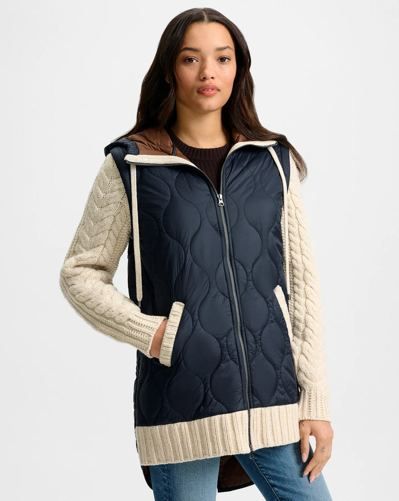 Barrows Mixed Media Jacket in Navy/Heathered Sand