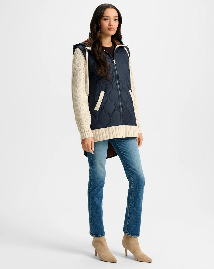 Barrows Mixed Media Jacket in Navy/Heathered Sand