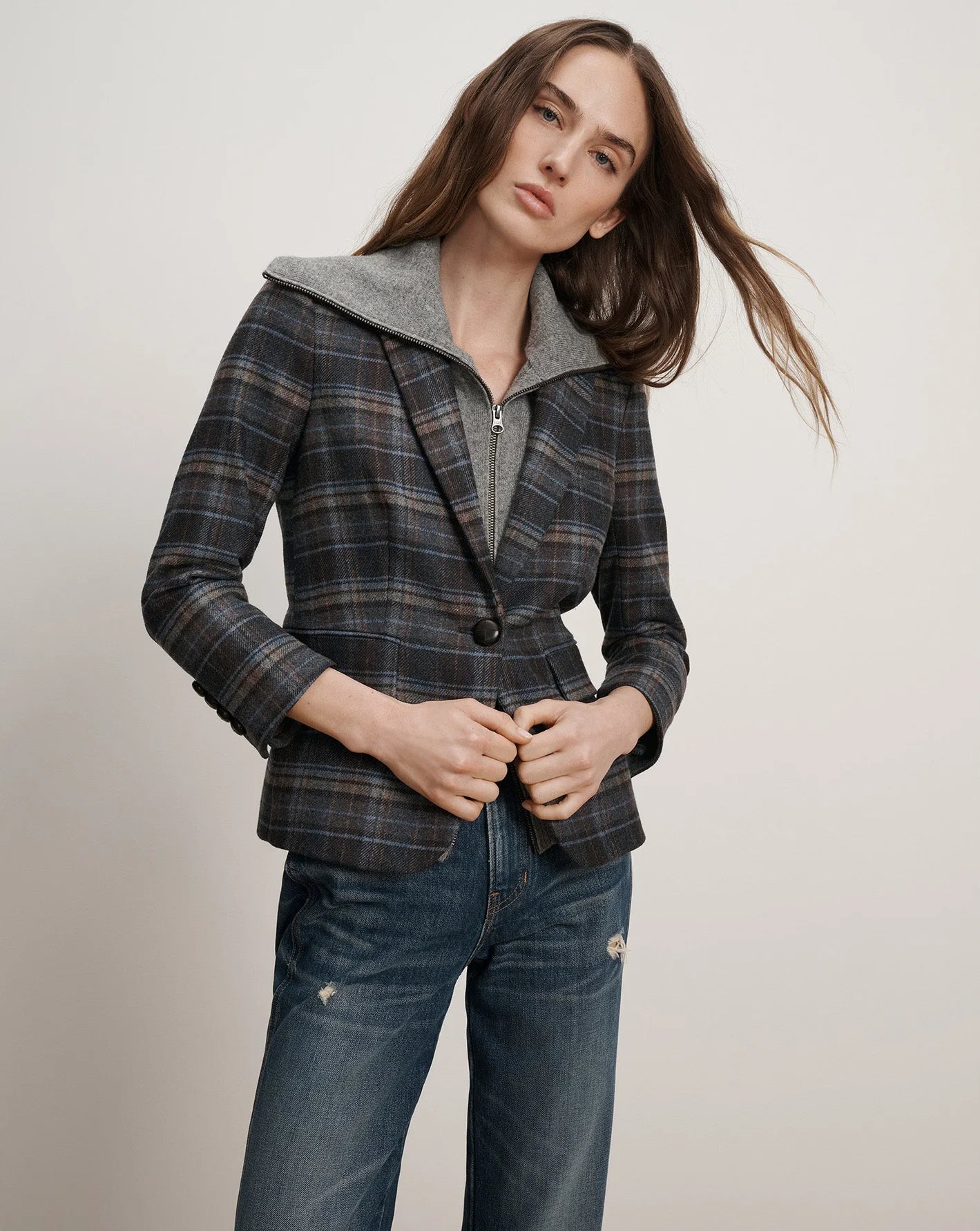 Beach Cashmere Dickey in Medium Heather Grey