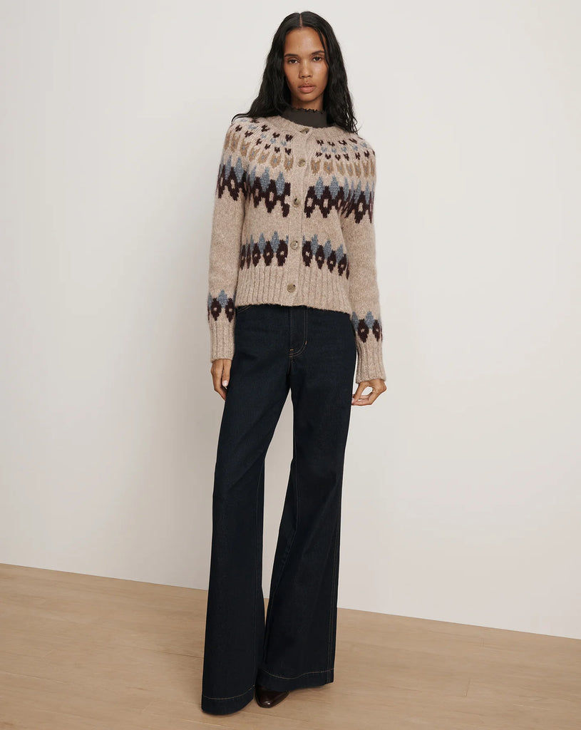 Christina Fairisle Cardigan in Oatmeal Melange Multi