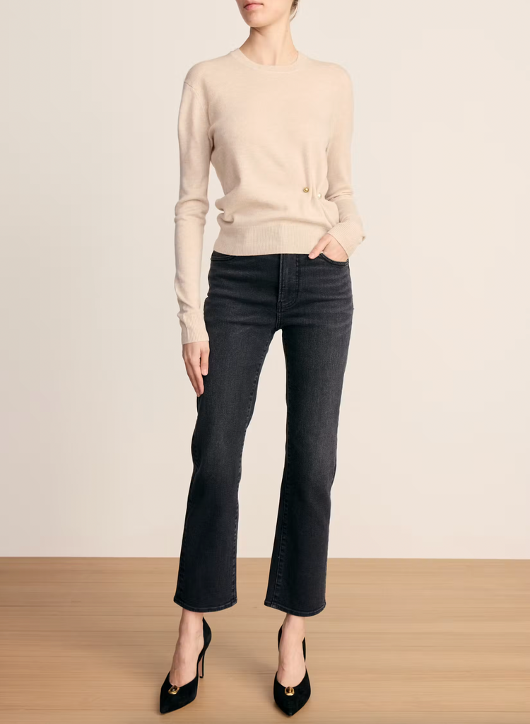 Frankie Brooch Pullover in Oatmeal Melange