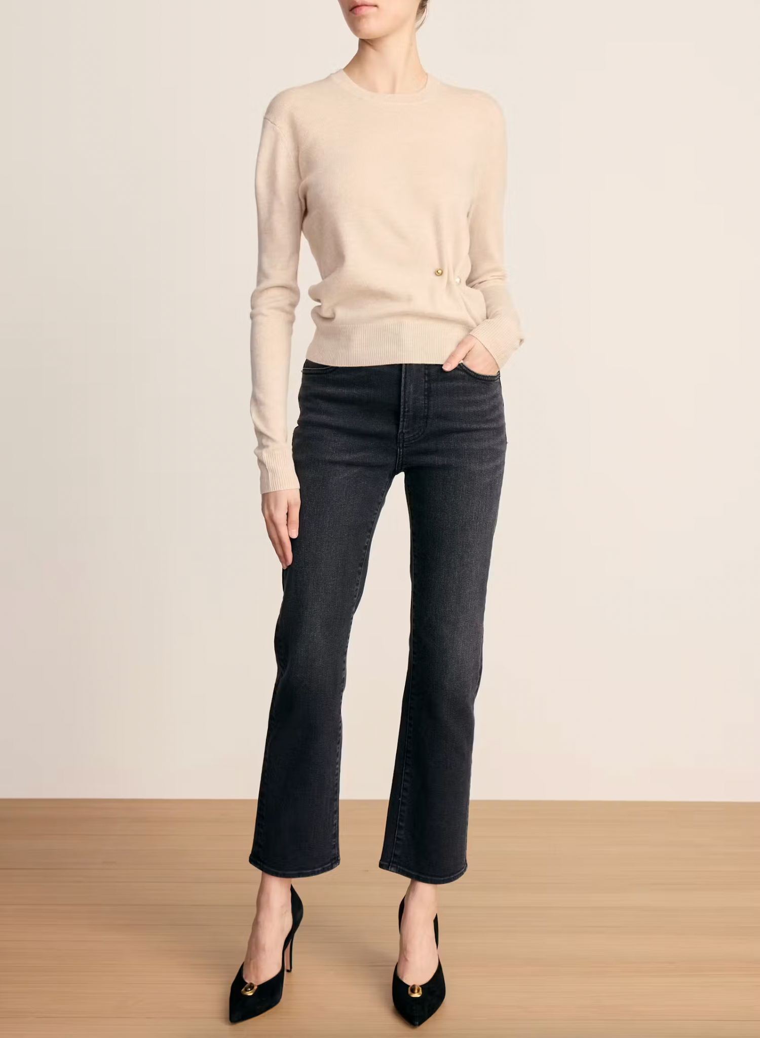 Frankie Brooch Pullover in Oatmeal Melange