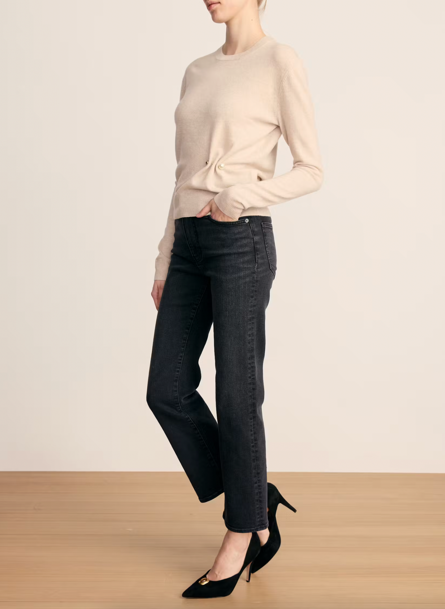Frankie Brooch Pullover in Oatmeal Melange