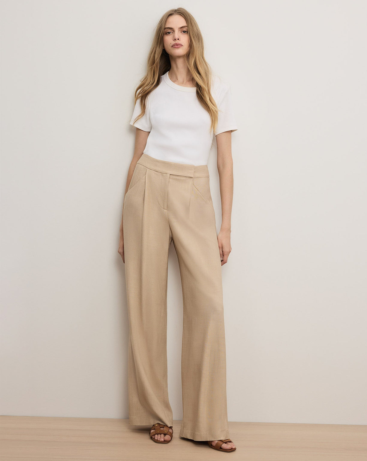 Marbeau Wide-Leg Pant in Stone Khaki