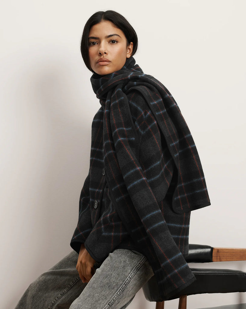 Martine Dickey Coat with Scarf in Black Multi