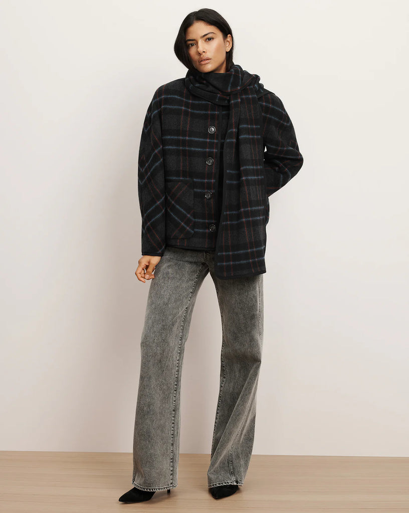 Martine Dickey Coat with Scarf in Black Multi