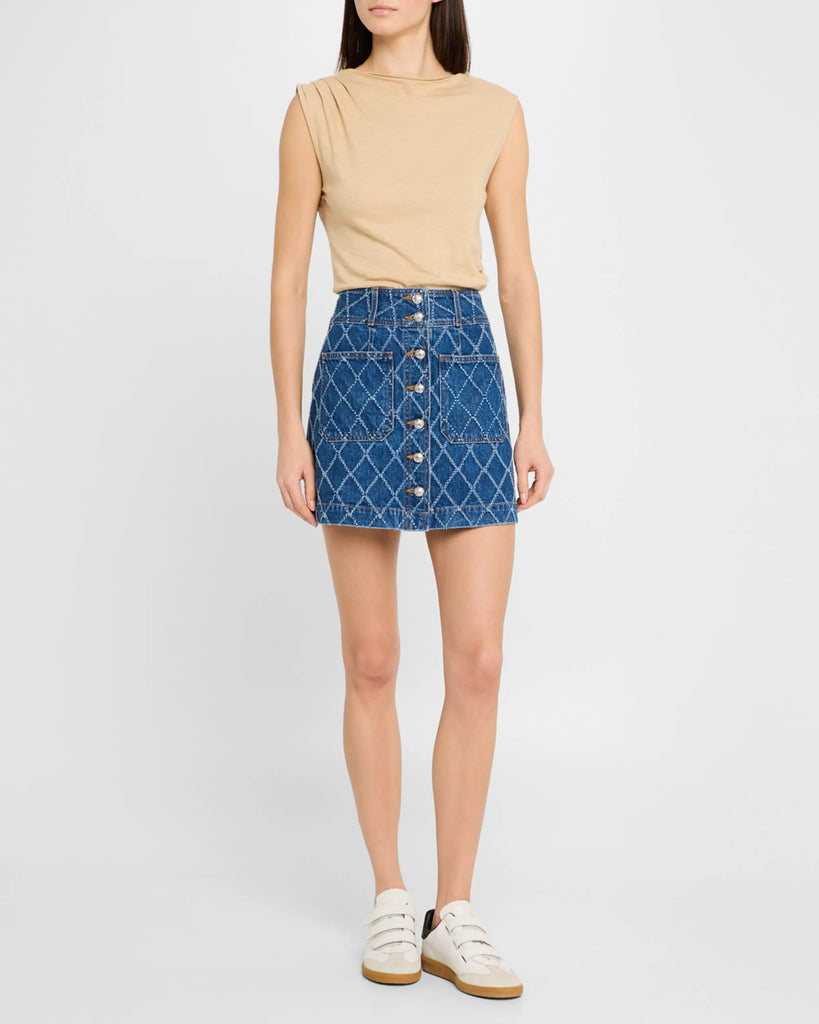 Moxie Diamond Printed Skirt in Blue Diamond