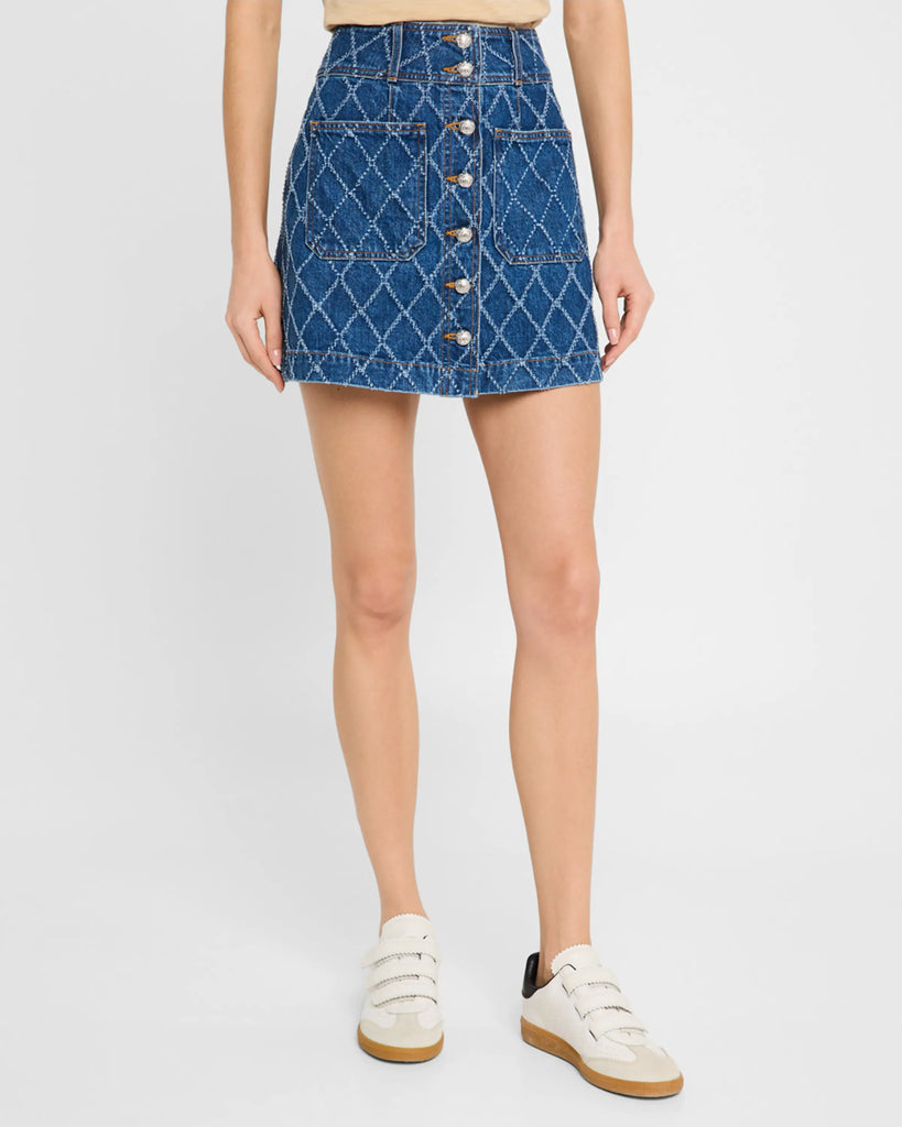 Moxie Diamond Printed Skirt in Blue Diamond