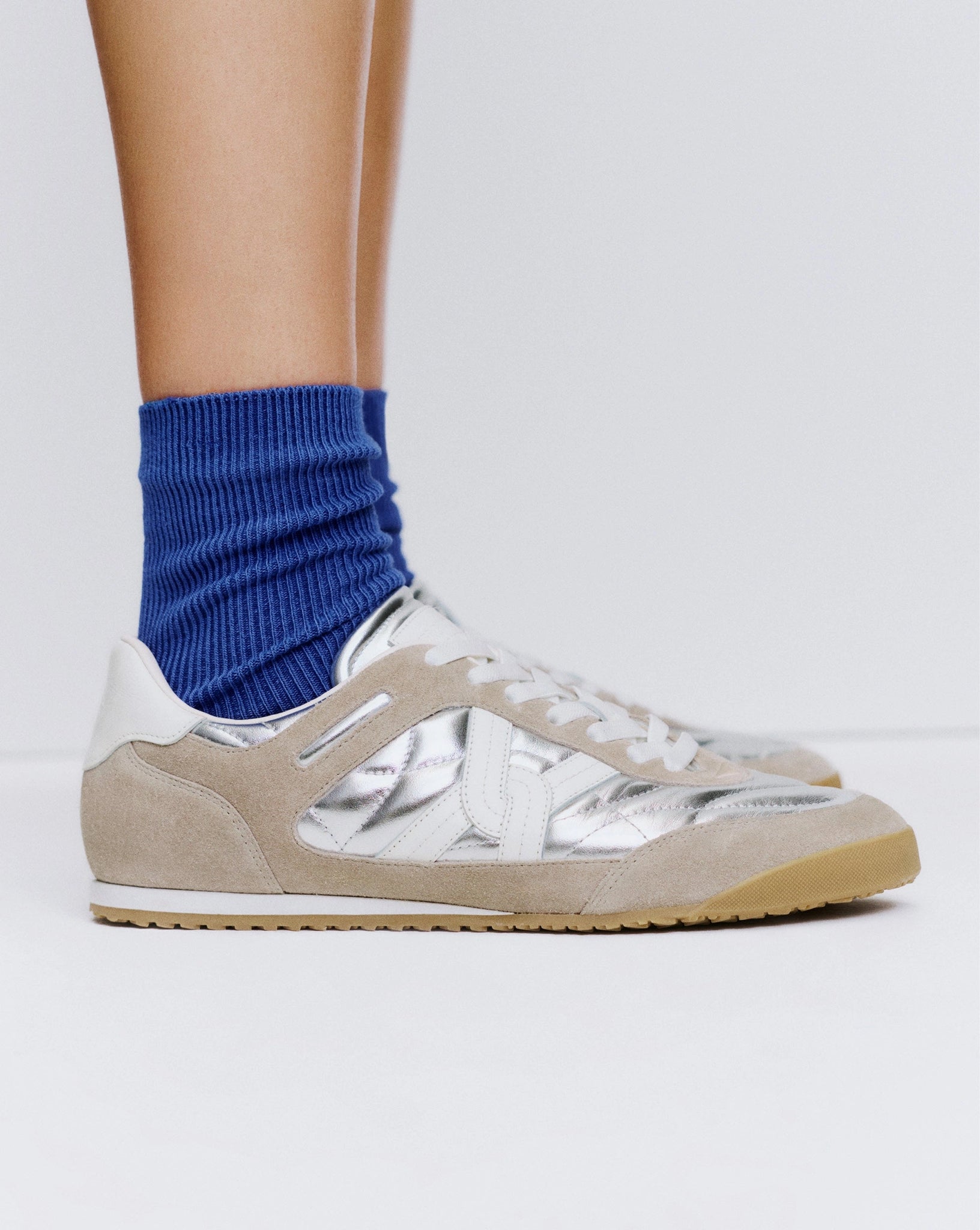 Natalia Suede Sneaker in Silver/Grey
