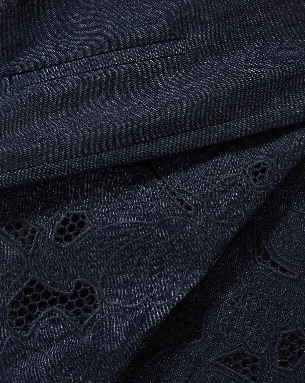 Osborne Wide-Leg Eyelet Pant in Indigo Rinse