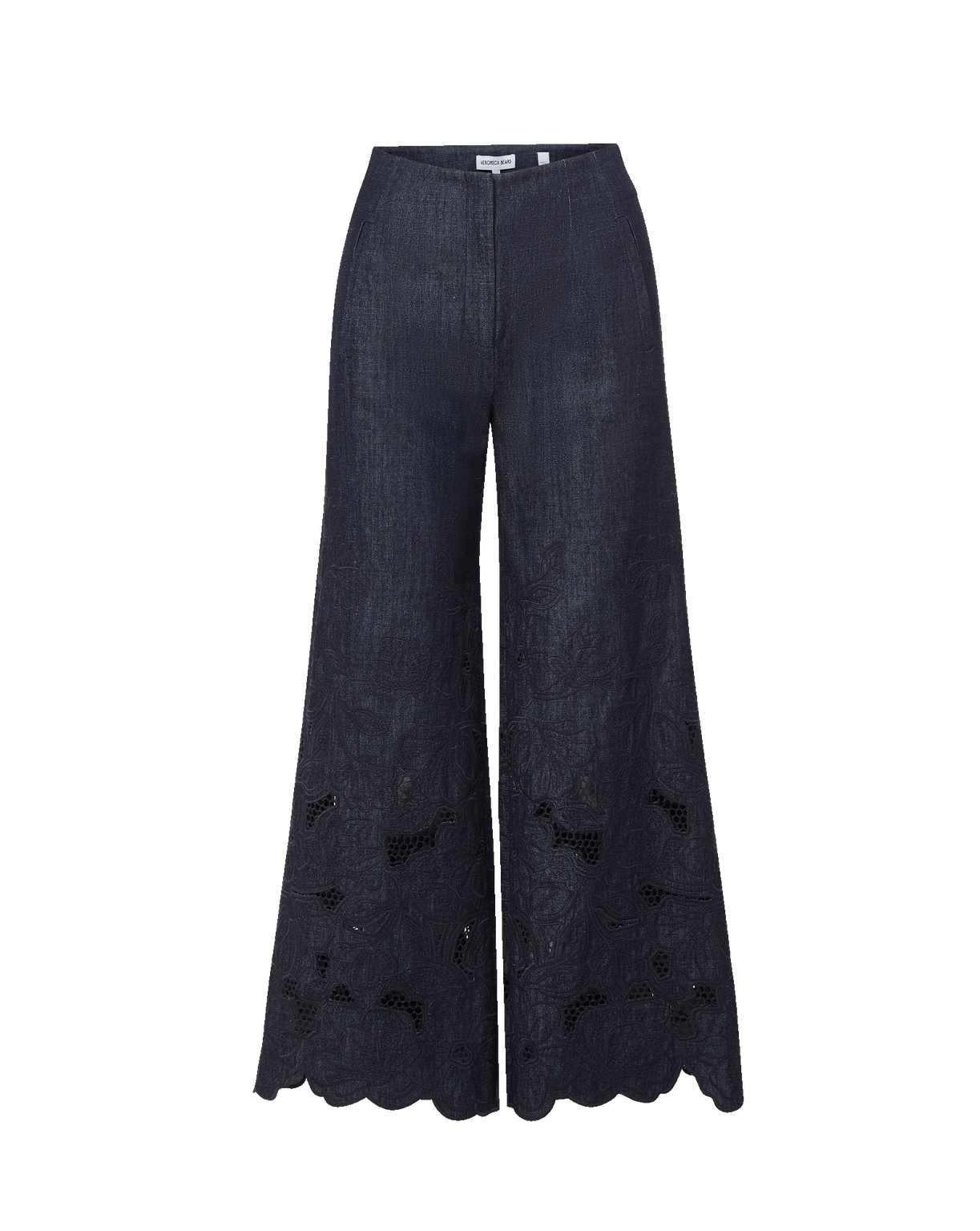 Osborne Wide-Leg Eyelet Pant in Indigo Rinse