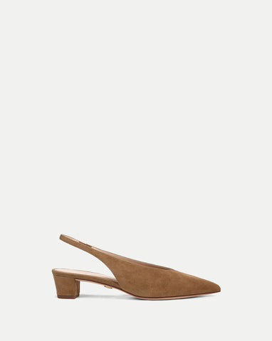 Pamela Slingback Heel in Chestnut Suede