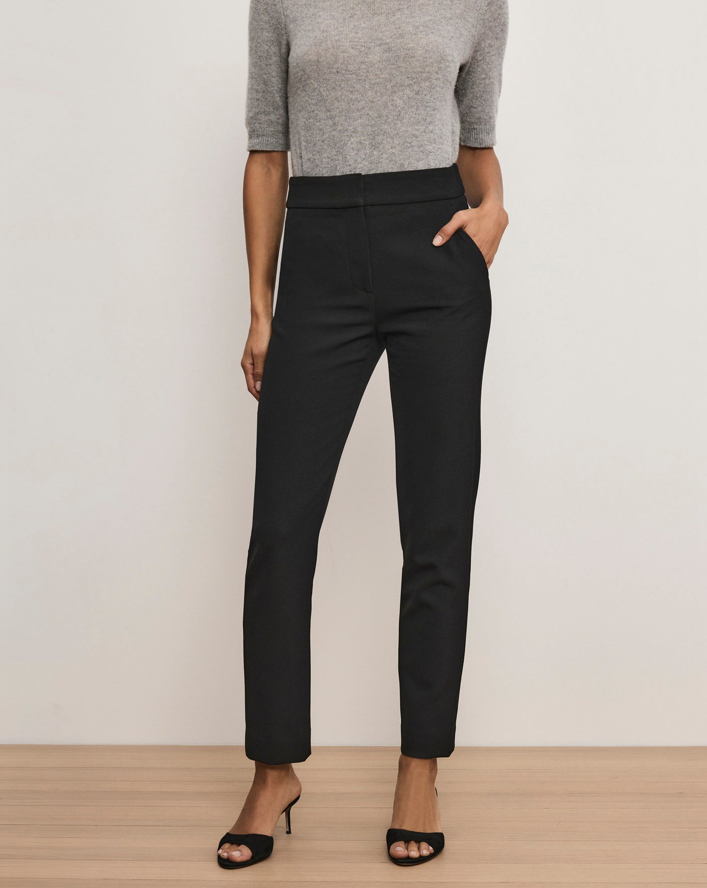 Renzo Clean Waistband Pant in Black