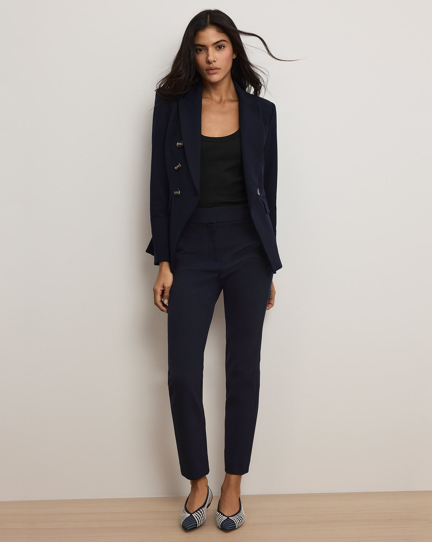Renzo Clean Waistband Pant in Navy