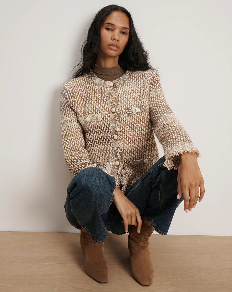 Sariyah Knit Jacket in Desert Khaki Multi