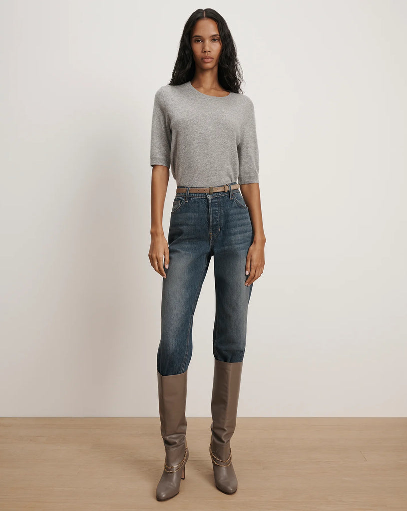 Shana Cashmere Sweater in Heather Grey