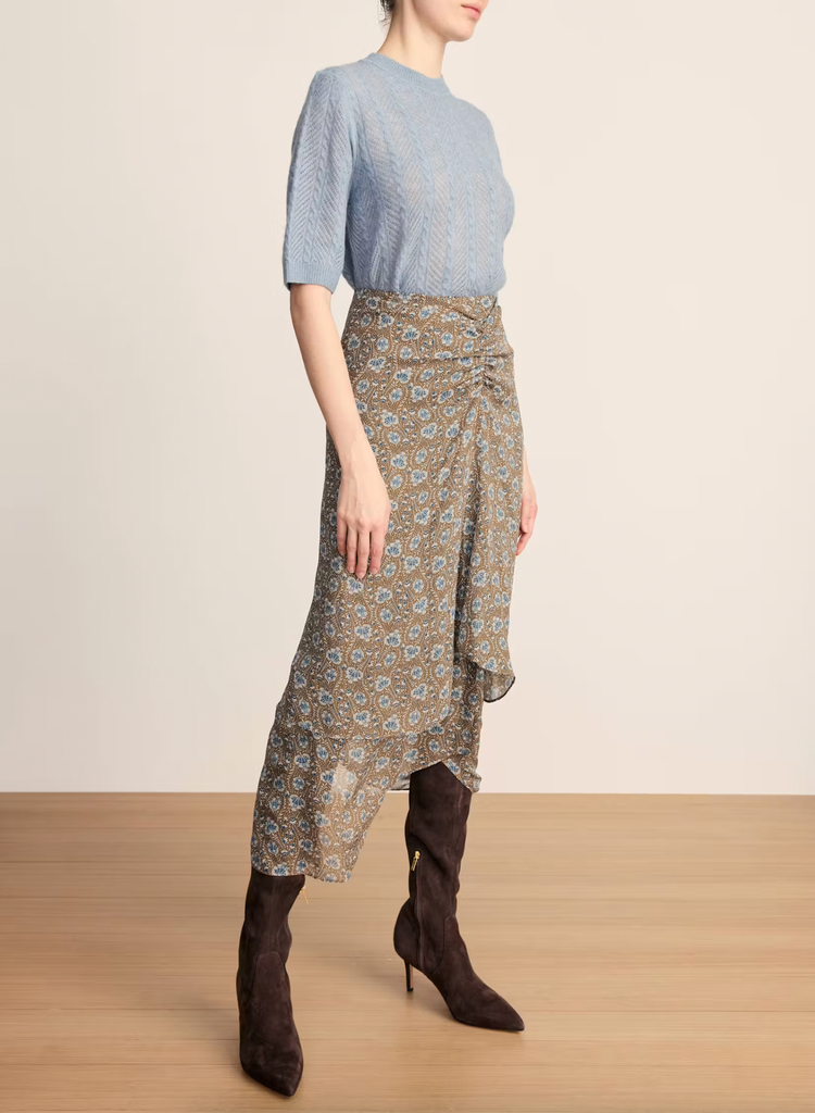 Shana Pointelle Sweater in Blue River