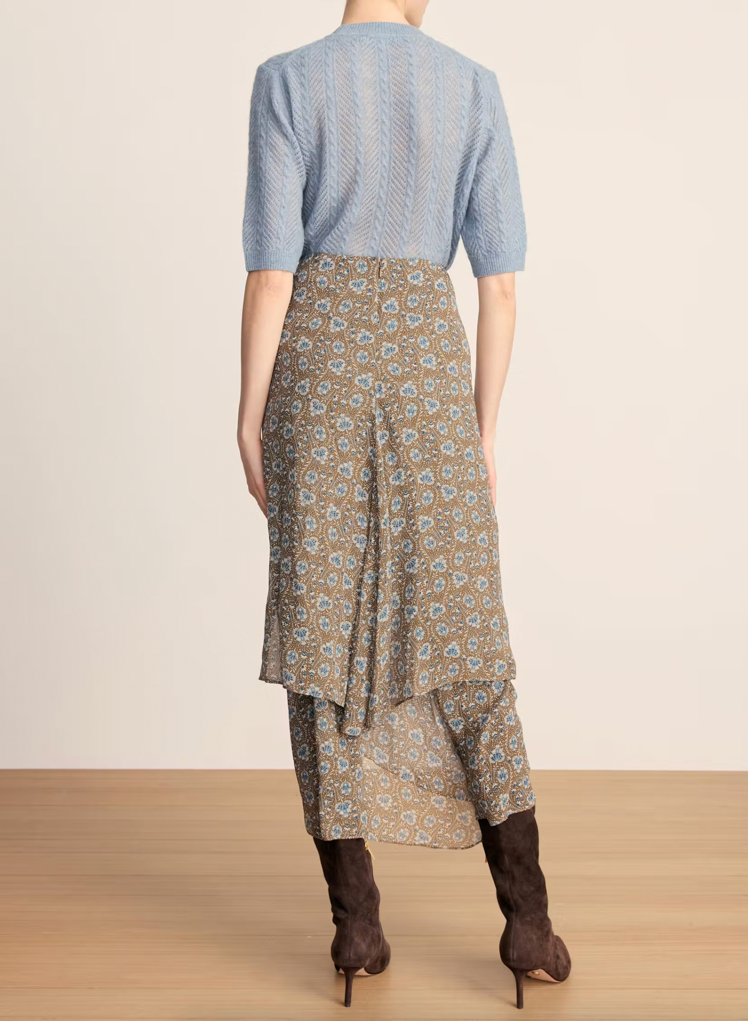 Shana Pointelle Sweater in Blue River