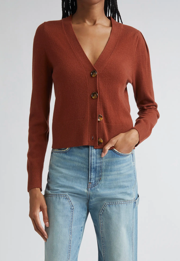 Solene Cashmere Cardigan in Orange Brandy