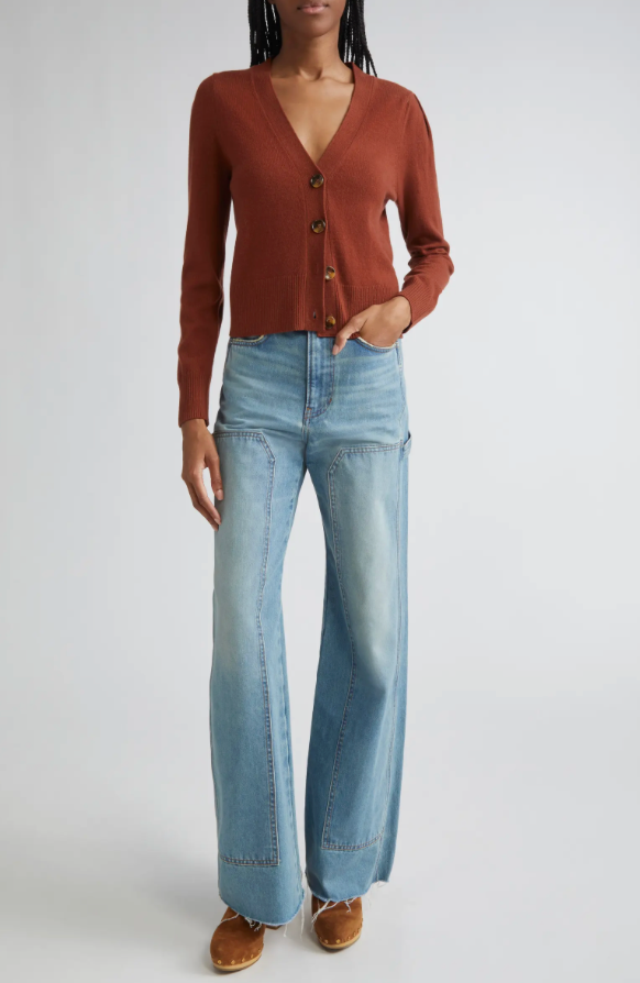Solene Cashmere Cardigan in Orange Brandy
