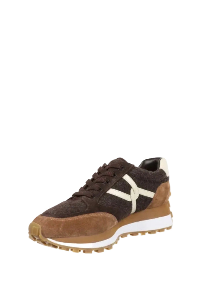 Valentina Sneaker in Chestnut Suede and Espresso Boiled Wool
