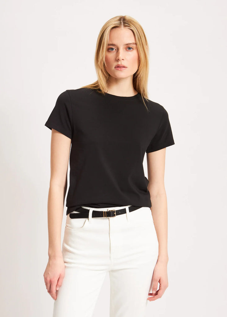 Pima Cotton Stretch Slim T-Shirt in Black