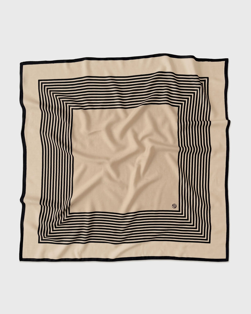 WOOL STRIPED SCARF | SAND & BLACK | 90 CM