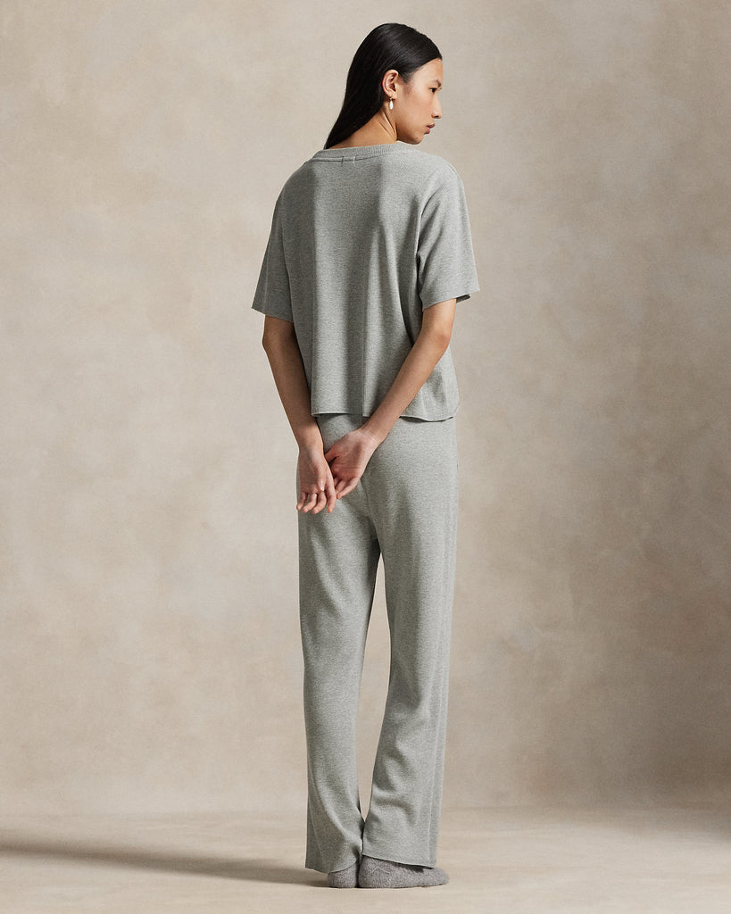 Waffle Knit Pajama Set in Grey Heather