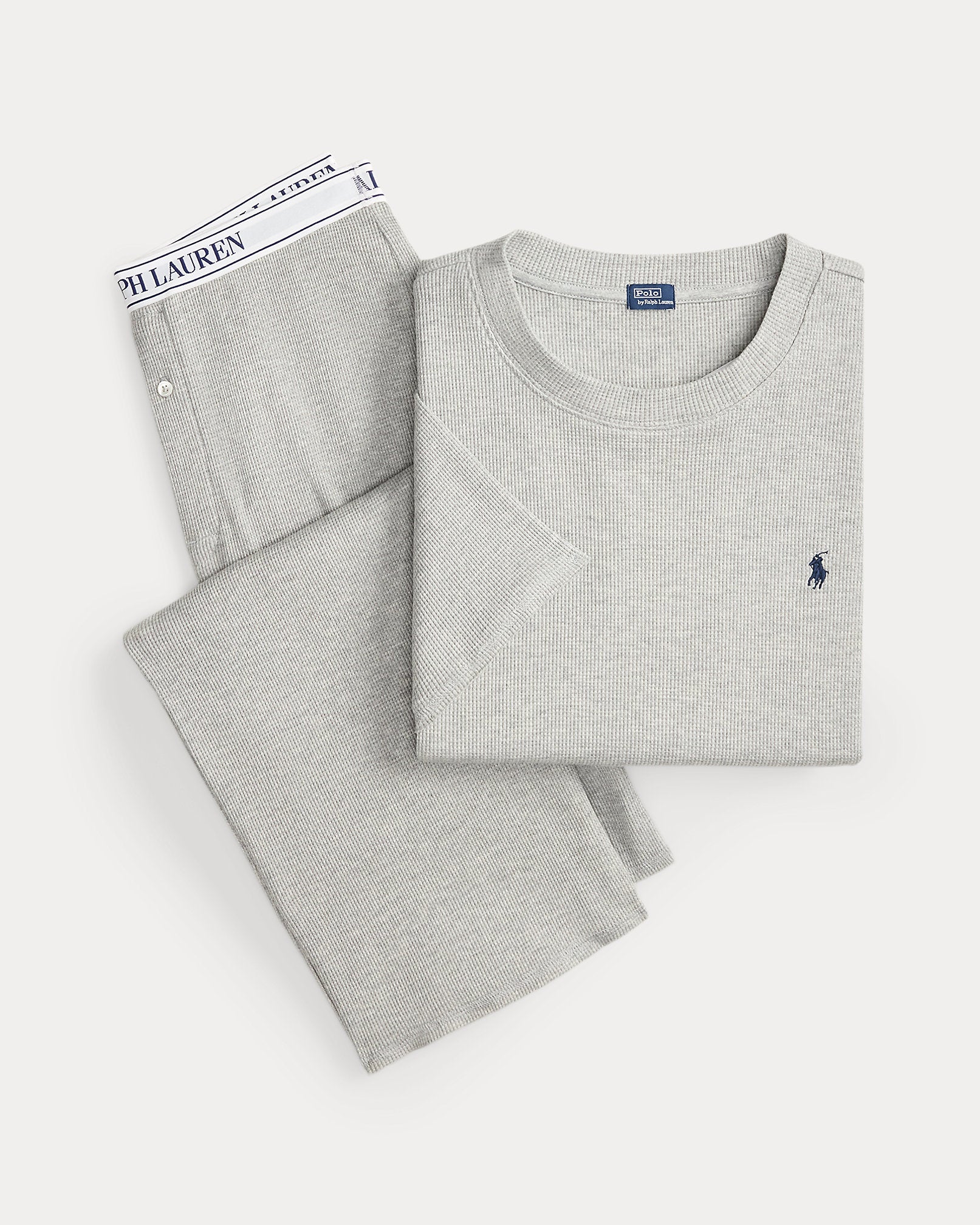 Waffle Knit Pajama Set in Grey Heather