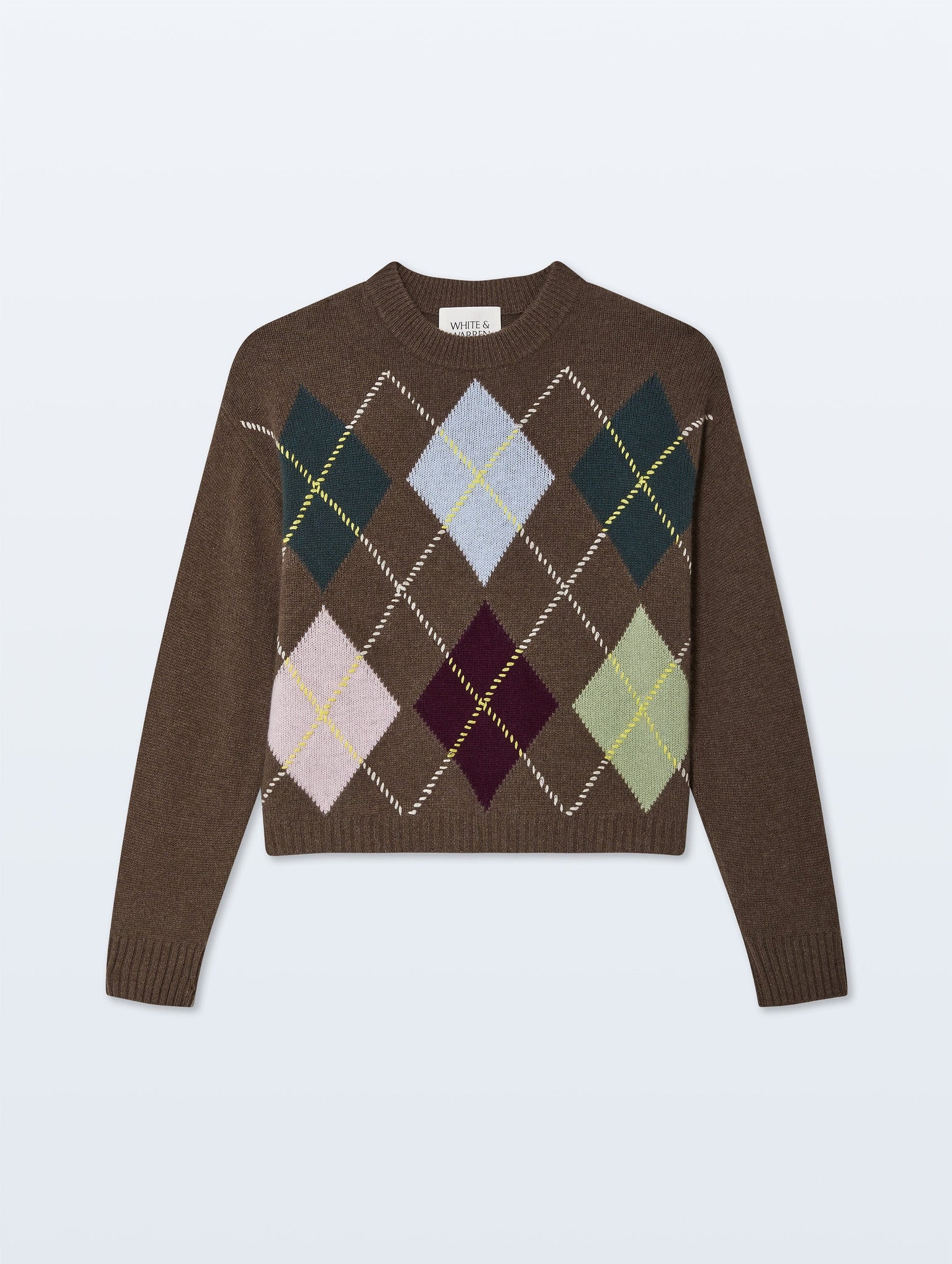 Cashmere Argyle Crew in Multi Combo