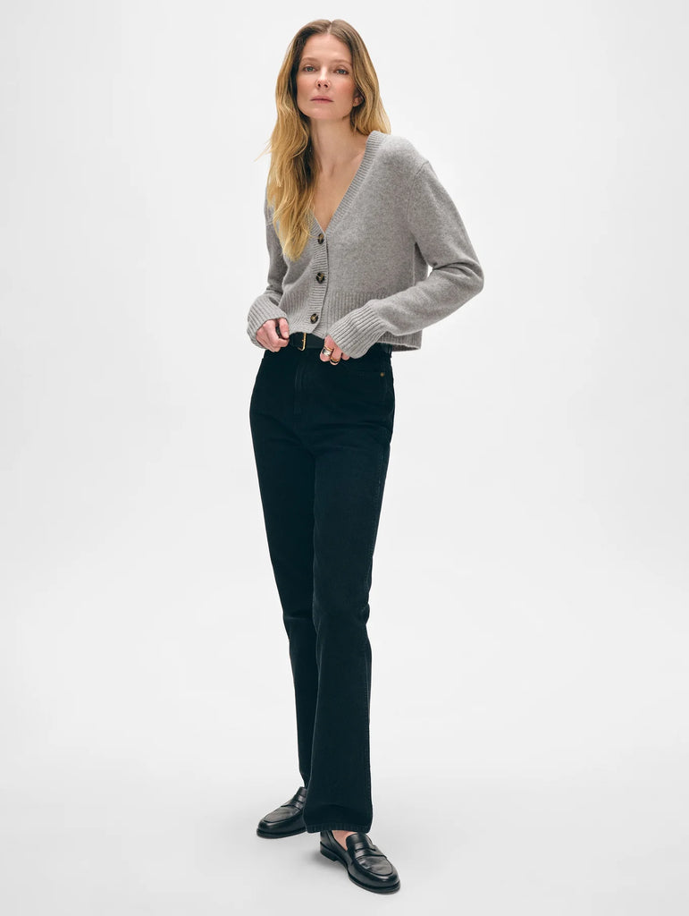Cashmere Cropped Cardigan in Grey Heather