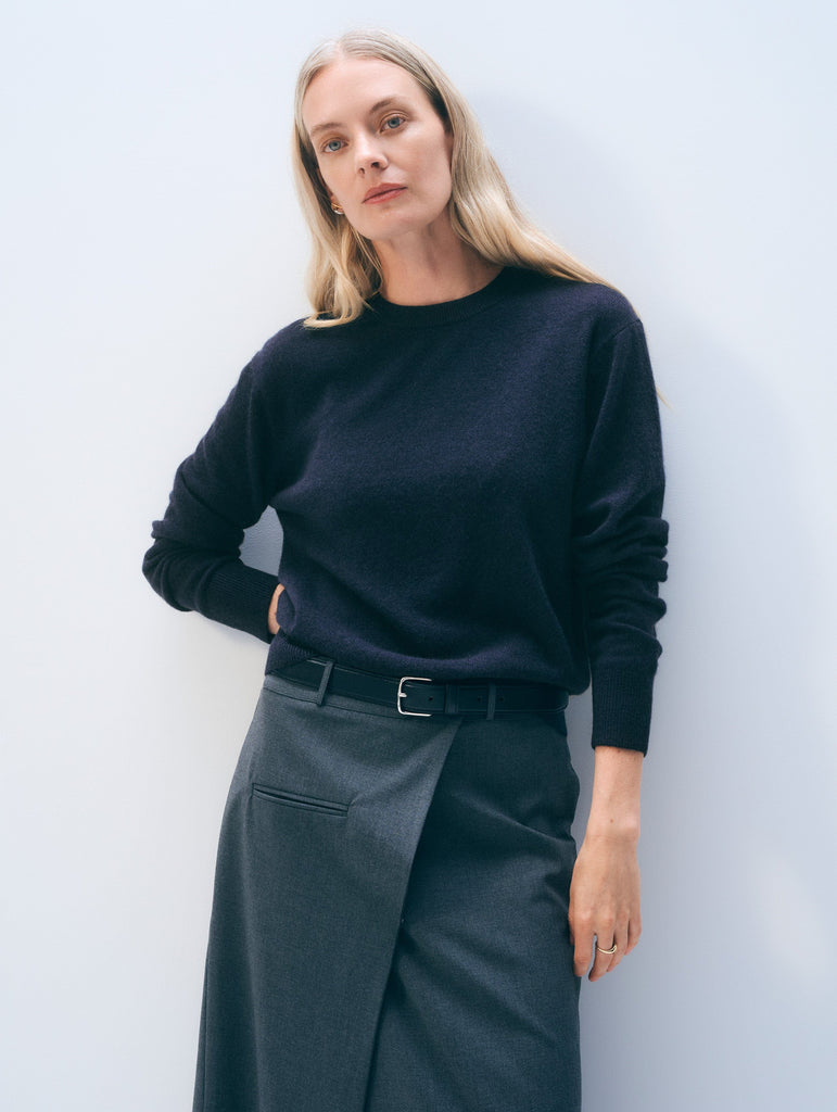 Cashmere Crew in Deep Navy
