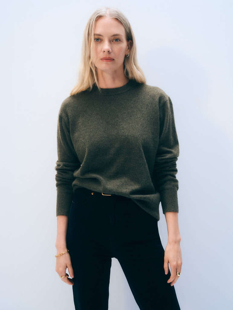 Cashmere Crewneck in Thyme Heather