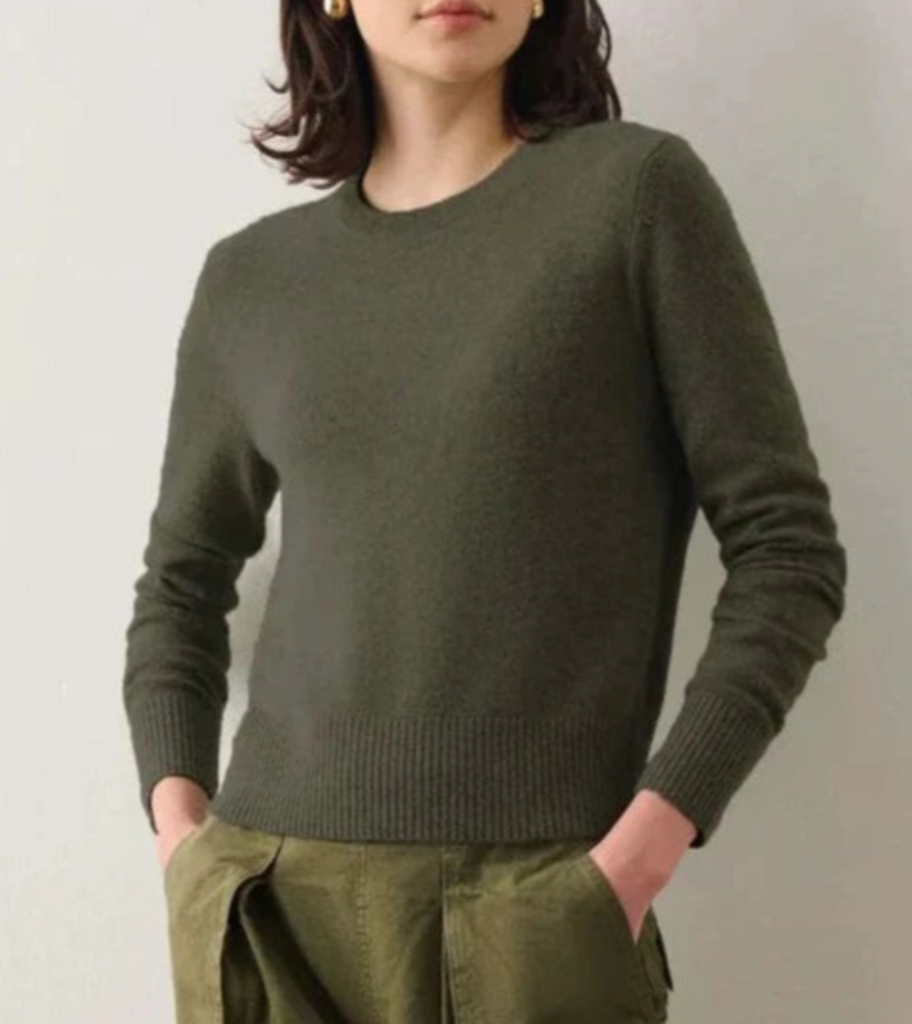 Cashmere Crewneck in Thyme Heather