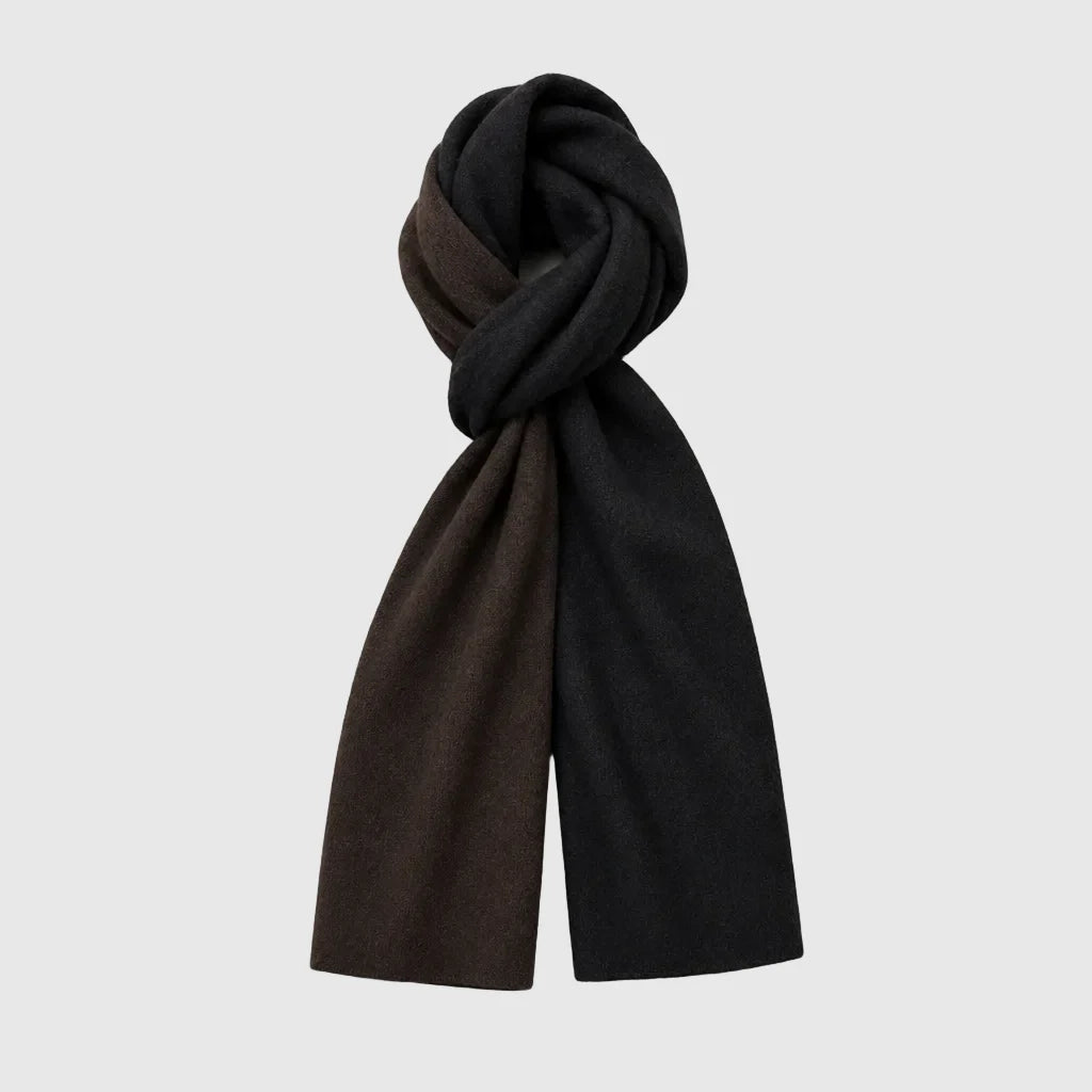 Cashmere Colorblock Travel Wrap in Black/Dark Umber
