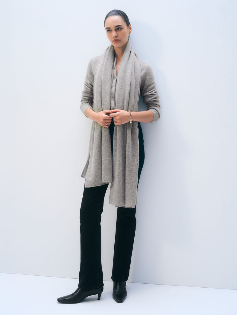 Cashmere Travel Wrap in Grey Heather