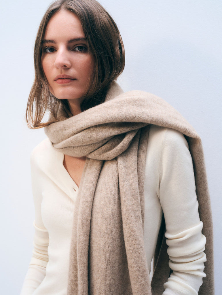 Cashmere Travel Wrap in Taupe Heather
