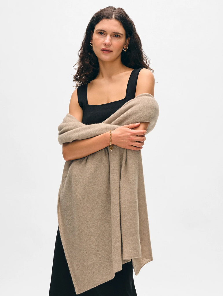 Cashmere Travel Wrap in Taupe Heather