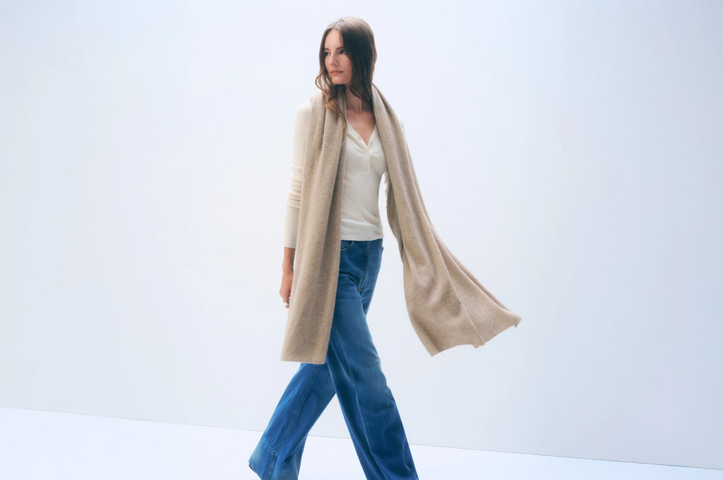 Cashmere Travel Wrap in Taupe Heather