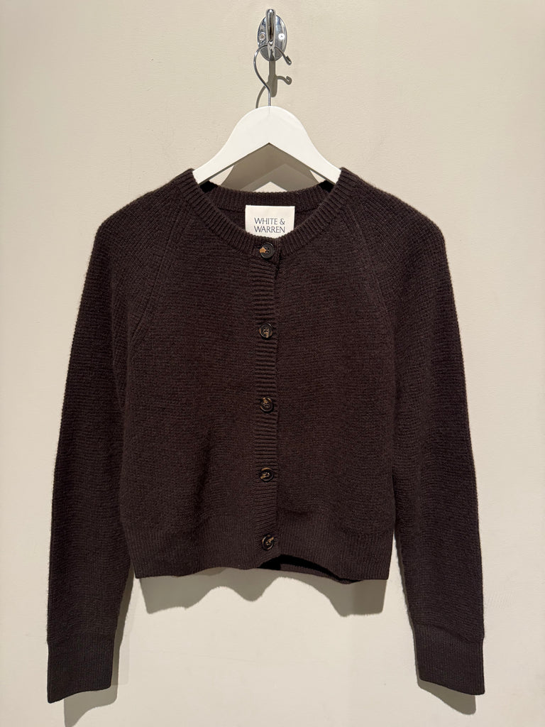 Cashmere Waffle Cardigan in Dark Umber