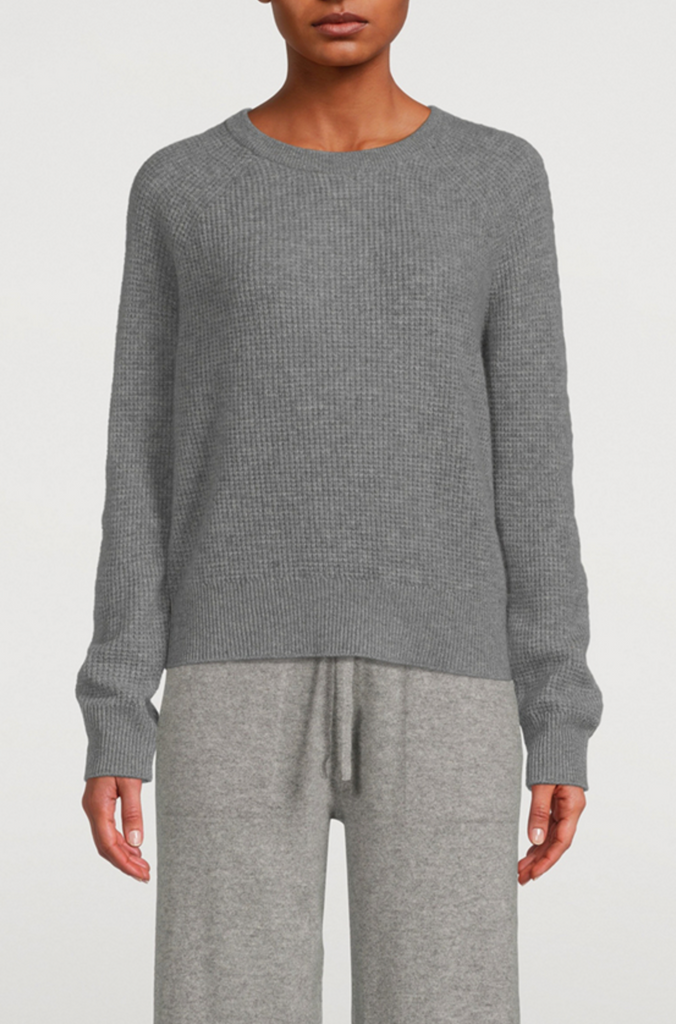 Cashmere Waffle Sweatshirt in Grey Heather