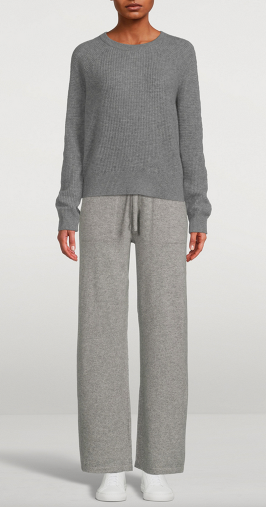 Cashmere Waffle Sweatshirt in Grey Heather