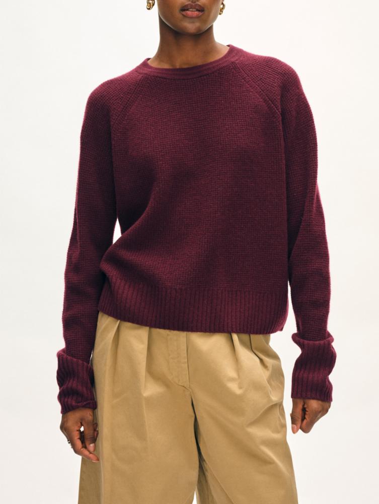 Cashmere Waffle Sweatshirt in Sangria