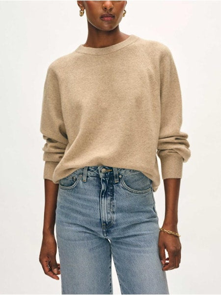 Cashmere Easy Sweatshirt in Taupe Heather
