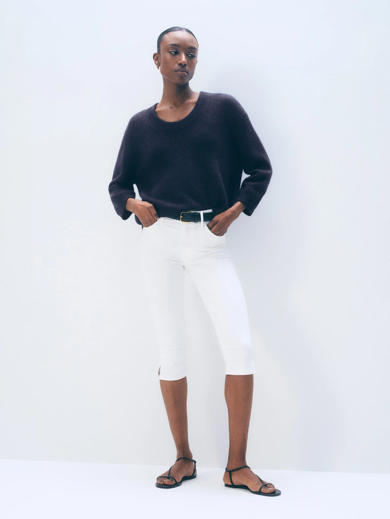 Featherweight Cashmere Scoop Tee in Deep Navy