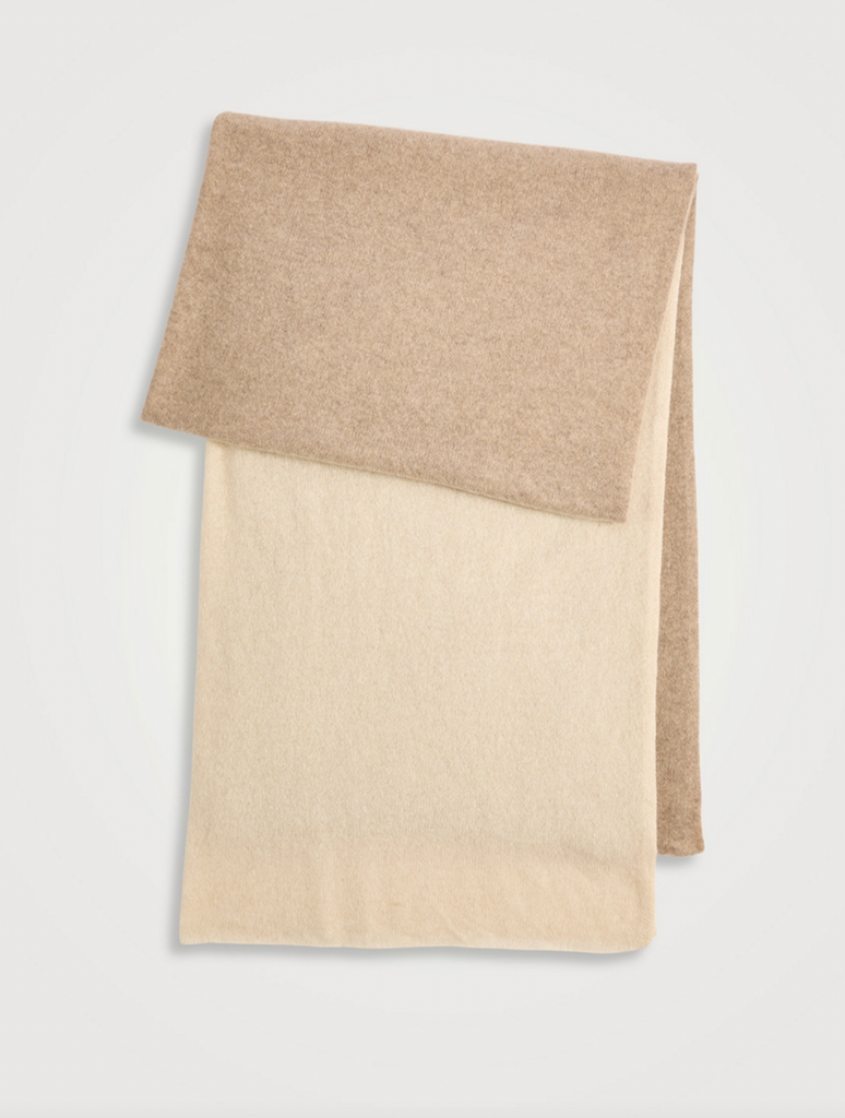 Cashmere Colorblock Travel Wrap in Taupe/Natural