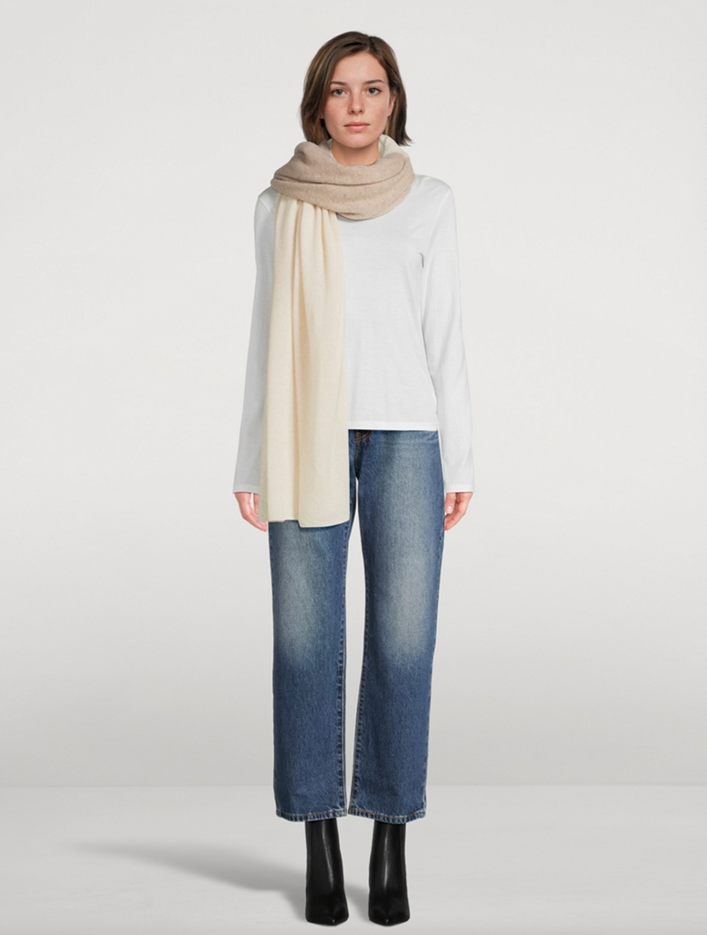 Cashmere Colorblock Travel Wrap in Taupe/Natural