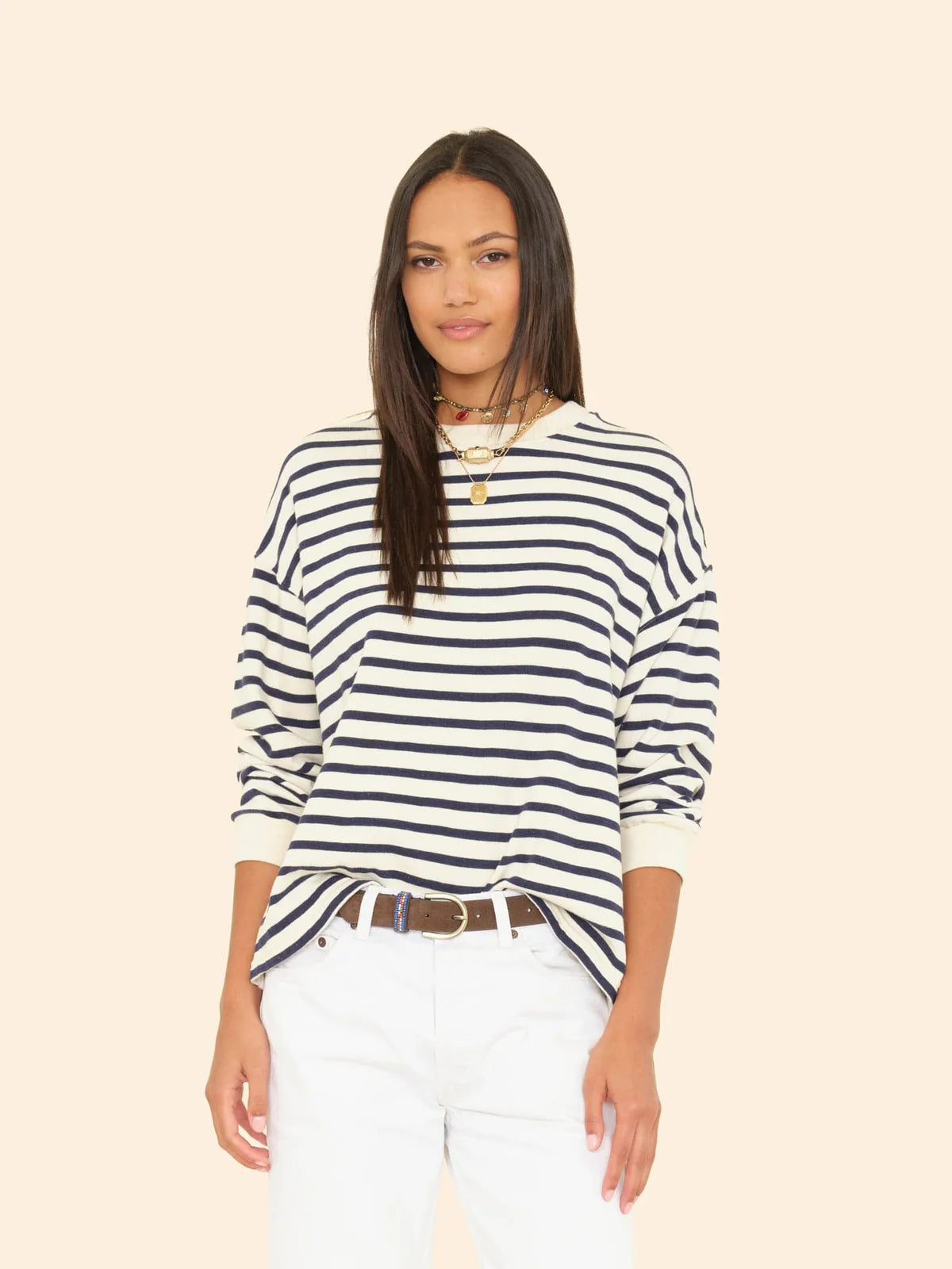Honor Sweatshirt in Natural Stripe
