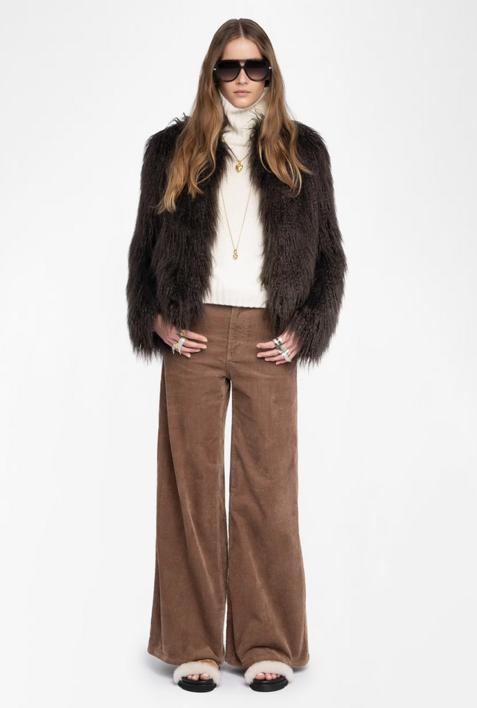 Freddie Faux Fur Coat in Dark Chocolate